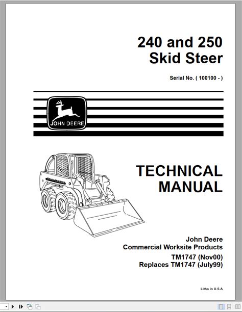 john deere 240 skid steer technical manual|john deere 240 loader specifications.